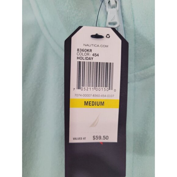 NWT Nautica Women's Light Aqua Teal Blue Mint Full Zip Fleece Jacket Medium - Picture 4 of 4